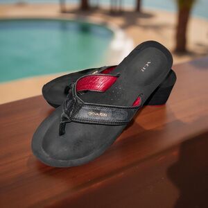 Coach Jolene Black Wedge Flip Flop Sandal Women’s